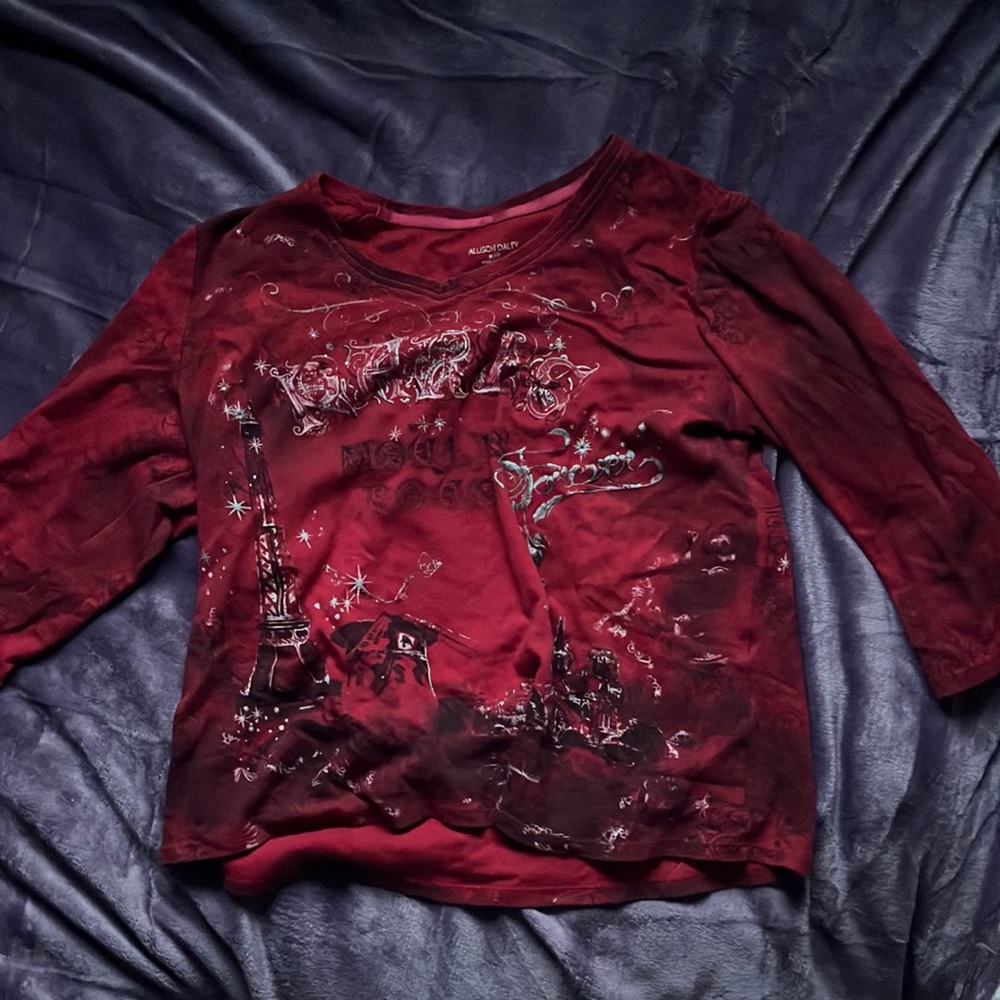 red long sleeve shirt